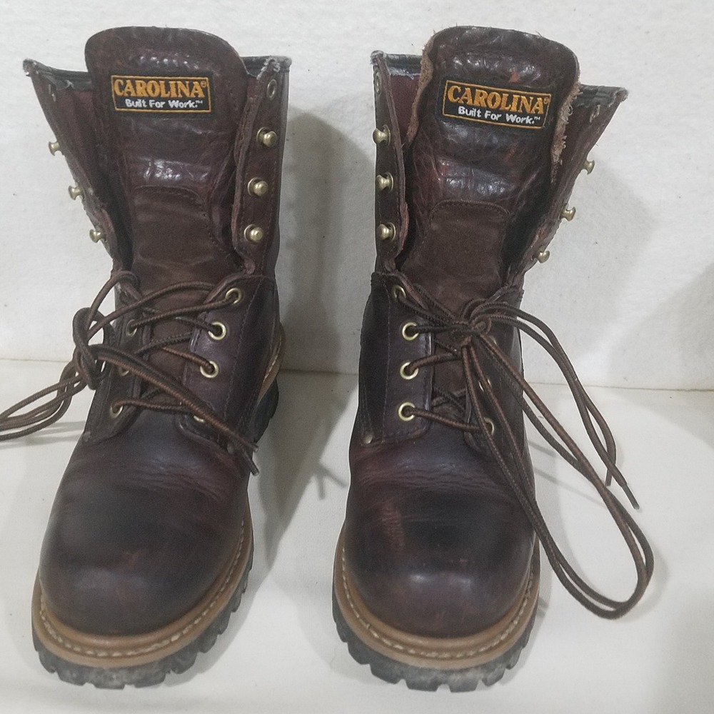 Carolina Work Boots Brown Leather Lace Up Oil Resistant Mens Size 9